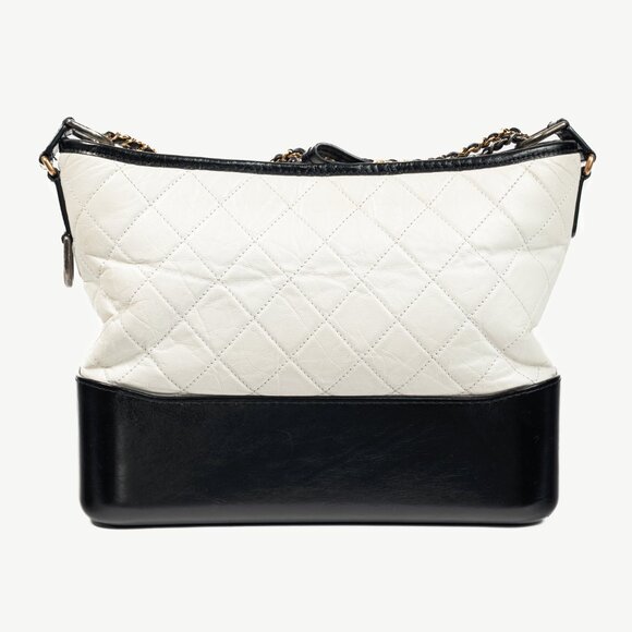 Chanel Medium Gabrielle Hobo White & Black Aged Calfskin Quilted-Leather Bag - Picture 4 of 14